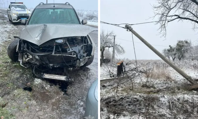 ДТП біля Луцька: Ford зніс електроопору та паркан (фото)