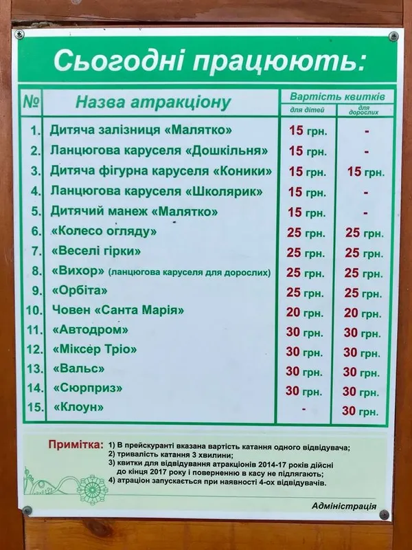 Відкриття сезону: ціни і графік роботи атракціонів у луцькому парку (фото)