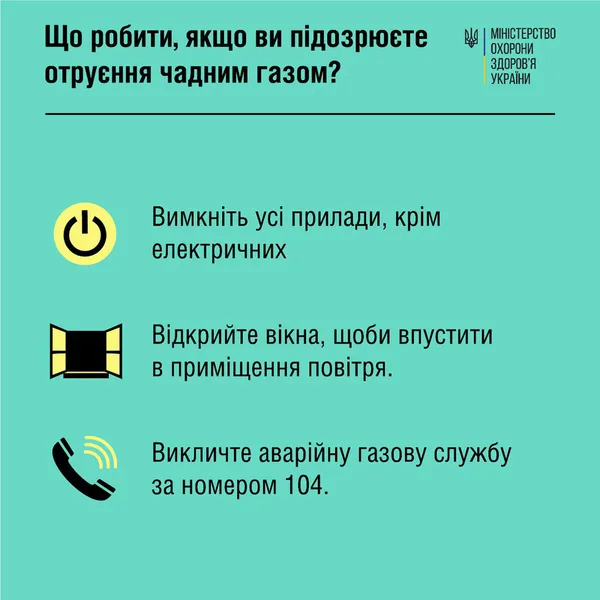У МОЗ нагадали, як вберегтись від отруєння чадним газом у закритих приміщеннях