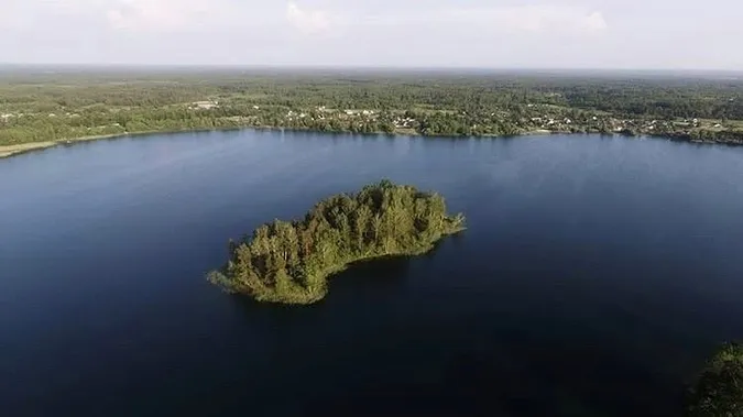 Серед лісів Полісся заховалося глибоченне карстове озеро з плавучим островом (фото)