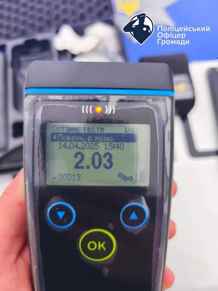 Рекордний рівень алкоголю в крові: у Підгайцях мотоцикліст перевищив норму у 10 разів
