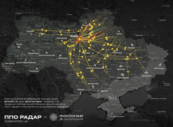 Візуалізація того, як рухались повітряні цілі вночі 4 липня