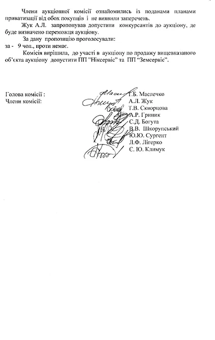 Протокол аукціону