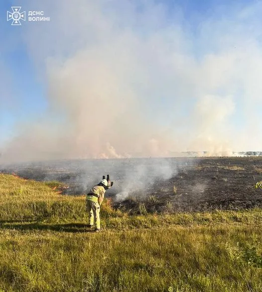 Між селами на Ковельщині загорілася суха трава (фото)