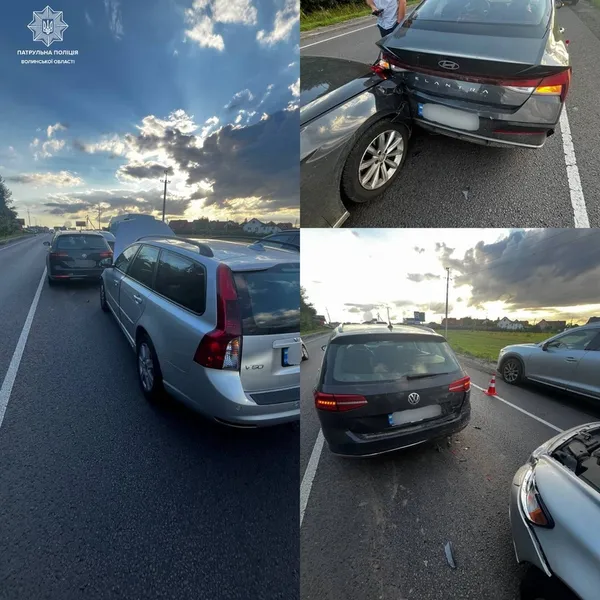 Подвійна ДТП у Рованцях: водій Volvo врізався у Volkswagen та Hyundai (фото)