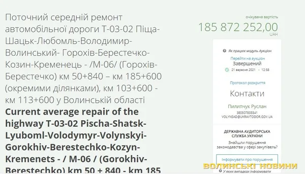 Волинська фірма зі статутним капіталом 2 тисячі виграла за день три тендери на 700 мільйонів