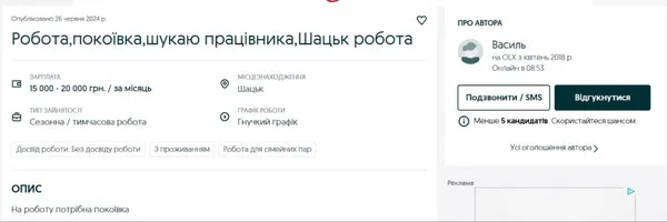 Сезонна робота на Світязі: які вакансії пропонують та скільки платять