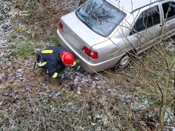 На Волині легкове авто злетіло у кювет: викликали рятувальників (фото)