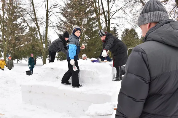 У луцькому парку ліплять снігові скульптури (фото)