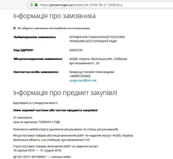Стільці проти грошей: кому і скільки грошей Волинь віддала за нові парти