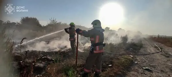 На Ковельщині через пожежу трави згоріла господарська споруда (фото)