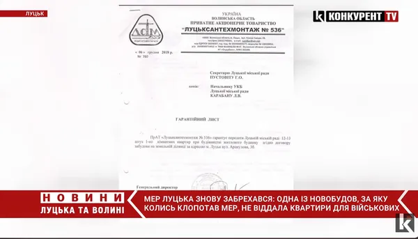 Мер Луцька Поліщук «кинув» військових на квартири (документи, відео)