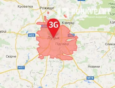 Діапазон покриття 3G-мережі у Луцьку від Vodafone