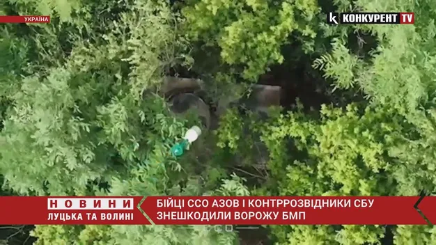 «Азов» з контррозвідниками знищили ворожу БМП (відео)