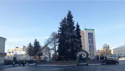 У центрі Луцька з ялинок знімають гірлянди та іграшки (фото)