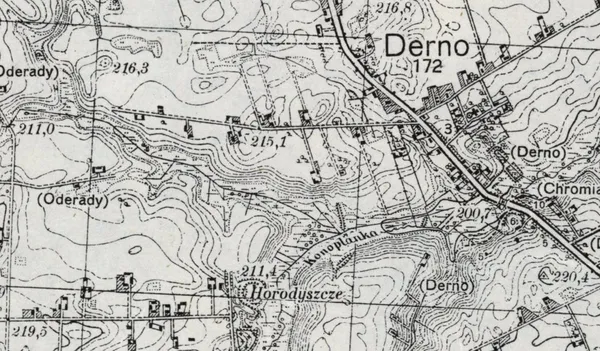 Одерадівське городище. Фрагмент топографічної мапи 1938 р.