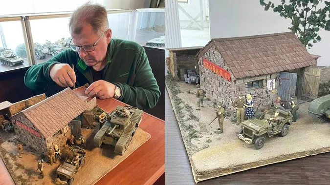 Волинський моделіст зробив для музею діораму з військовою технікою в мініатюрі (фото)