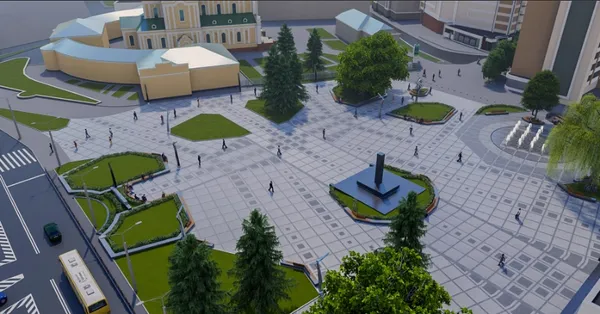 Сухий фонтан, нове світло і більше зелені: яким може стати Театральний майдан Луцька (фото)