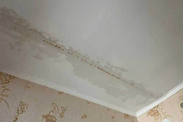 На стелі, яка протікала під час негоди, залишилися сліди