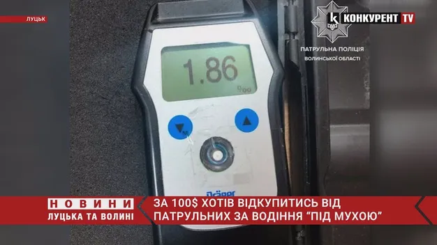 У Луцьку п'яний водій давав патрульним «сотку» доларів. Але ті не взяли (відео)