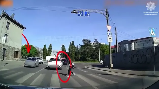 У центрі Луцька водій не пропустив дівчину на переході (відео)