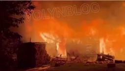 На Волині через блискавку згоріла господарська будівля (відео)