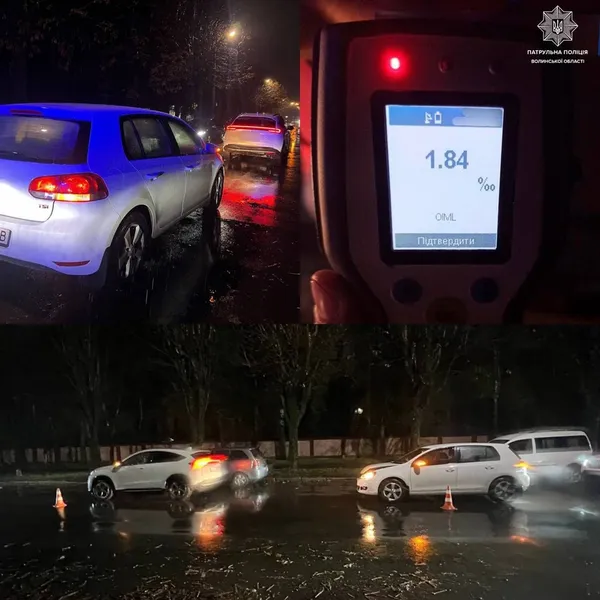🚘 1,84 проміле: у Луцьку п'яний водій Volkswagen вгатив Honda на Стрілецькій