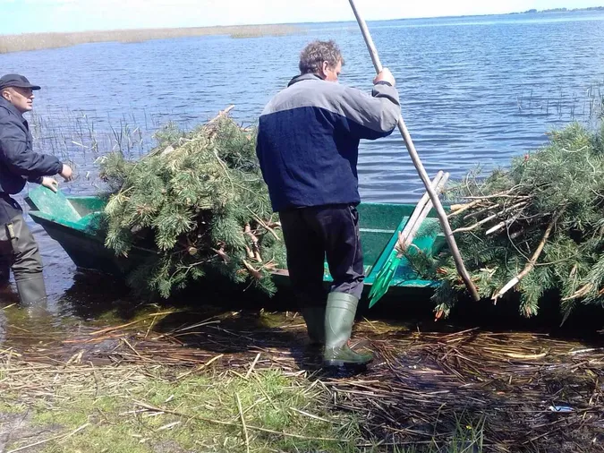 На озері Пулемецьке провели акцію із встановлення штучних нерестовищ