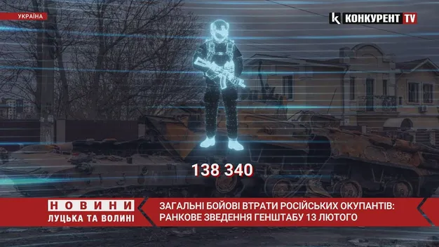 Близько 138 340 окупантів, 3283 танки, 2290 артсистем: втрати ворога на 13 лютого (відео)