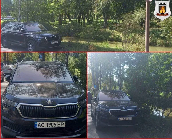 У Луцьку муніципали покарали водія, який припаркувався на газоні у парку (фото)