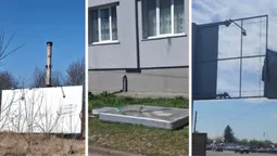 Може когось забити: у Нововолинську вітер зробив білборди небезпечними (фото)