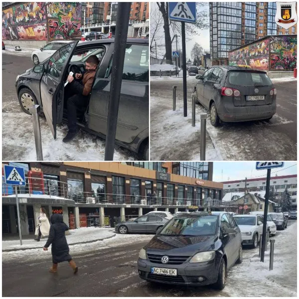 У Луцьку муніципали оштрафували водія за паркування на «зебрі» (фото)