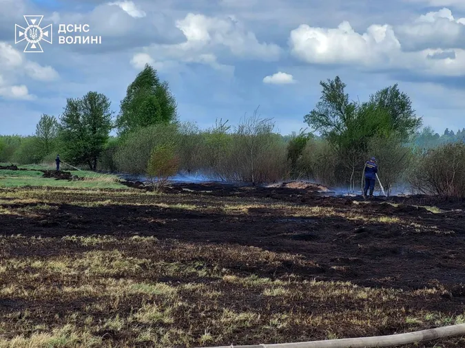 На Волині горіли суха трава і торф (фото)