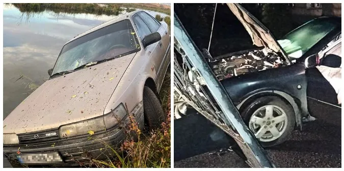На Хмельниччині п'яний викрав за ніч два авто: одне втопив, інше – розбив (фото)