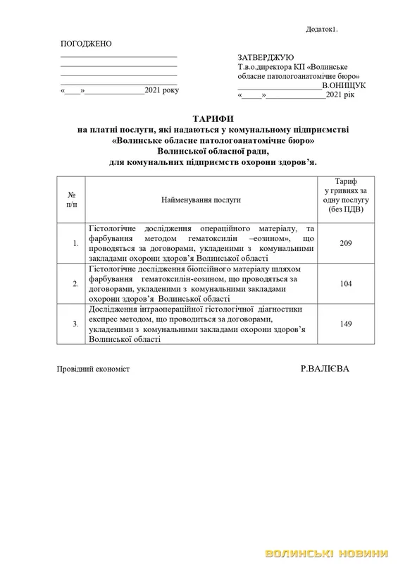 Ціни на послуги у волинських медзакладах: склали прейскурант