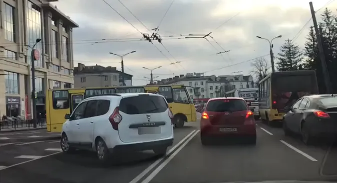 «Спіхуй звичайний»: у центрі Луцька легковик їхав, як у чистому полі (відео)