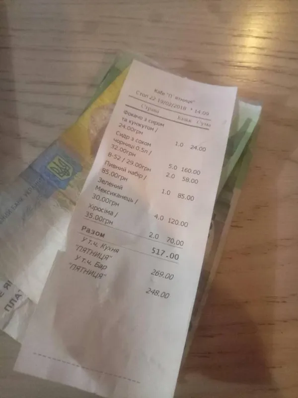 У луцькому закладі за обід заплатили фальшивими грішми