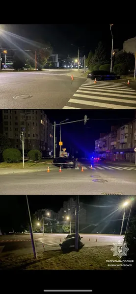 З розгону влетів у світлофор: деталі аварії у Луцьку на Київському майдані