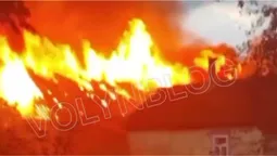 На Волині через блискавку загорілася будівля (відео)