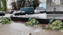 У центрі Луцька вітер перекинув «піраміди» з квітами (фото, відео)