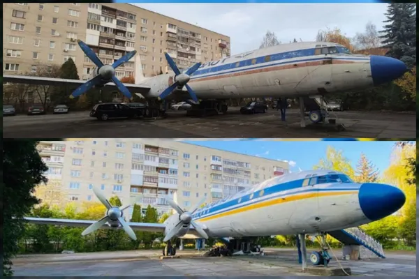 Фото луцького літака на пр. Молоді у 2020 та 2025 роках