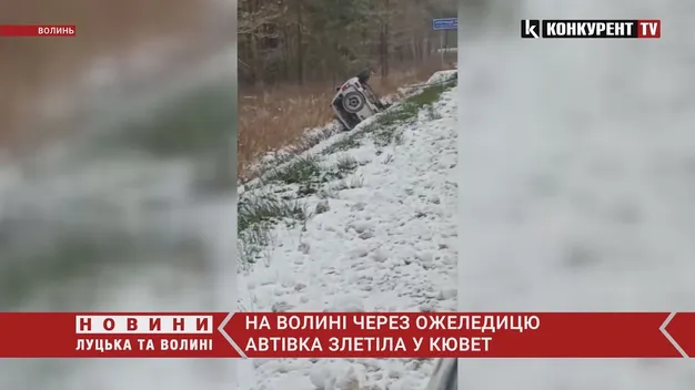 Виїхав на зустрічну та перекинувся: на Волині авто злетіло в кювет (відео)
