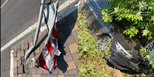 Зніс дорожні знаки та опинився в кюветі: на Волині сталася ДТП з BMW (фото)