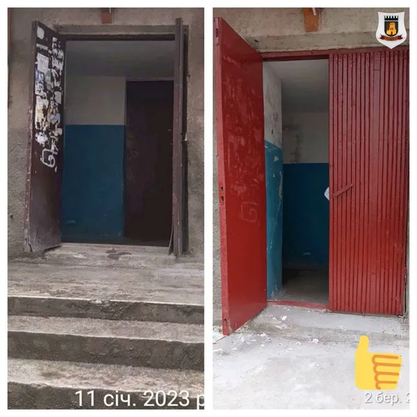 Не минуло й пів року: комунальників змусили пофарбувати двері в центрі Луцька (фото)