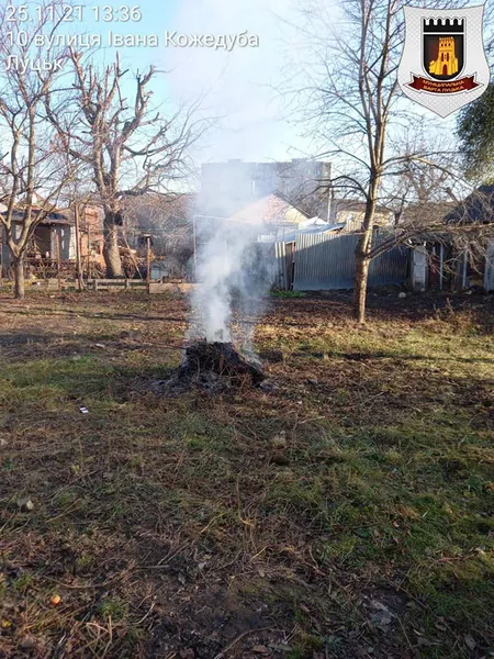У Луцьку муніципали покарали чоловіка, який спалював гілля й листя (фото)