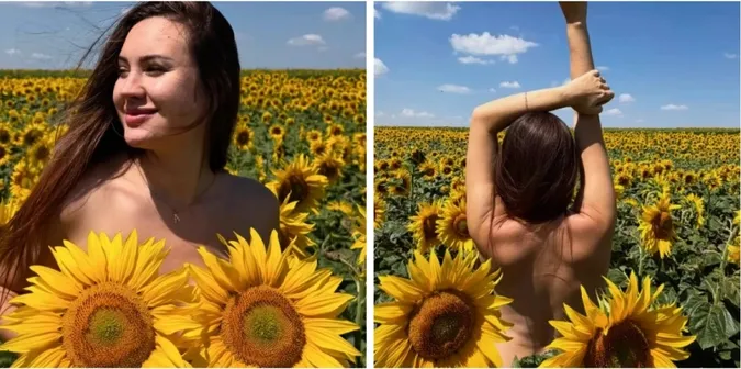 Гола в соняхах: луцька блогерка влаштувала пікантну фотосесію в полі (фото)
