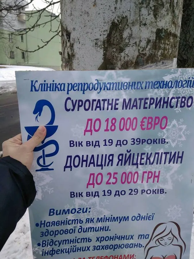 У Луцьку на стовпах рекламують сурогатне материнство (фото)