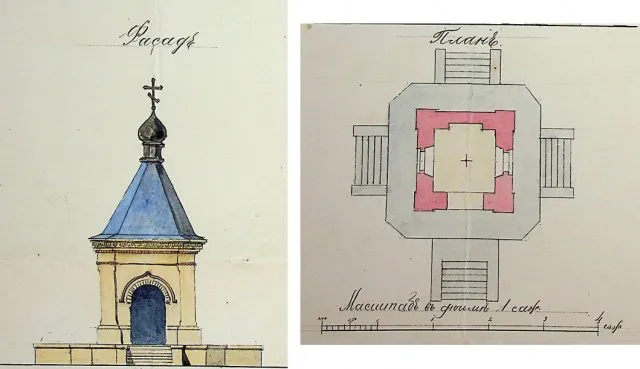План каплиці. Архітектор Григорій Артинов, 1894. Копія з Державного архіву Житомирської області