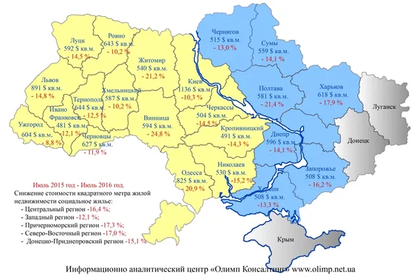 У Луцьку квартири подешевшали на 14,5 %