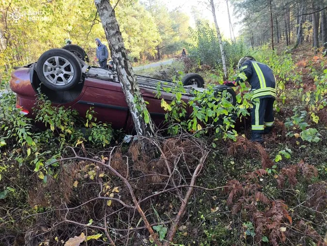 ДТП на Ковельщині: авто злетіло у кювет і перекинулося на дах (фото)